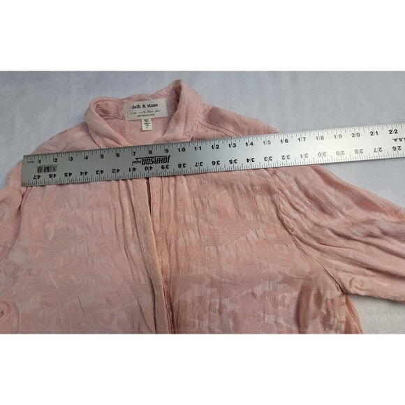 Anthropologie Cloth & Stone Women Joanie Tie-Front Button-Down Shirt Large Peach - Picture 6 of 8
